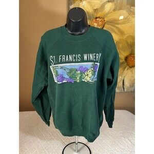 Vintage 80s Hanes St Francis Winery USA Made Green Sweatshirt Womens Size Large